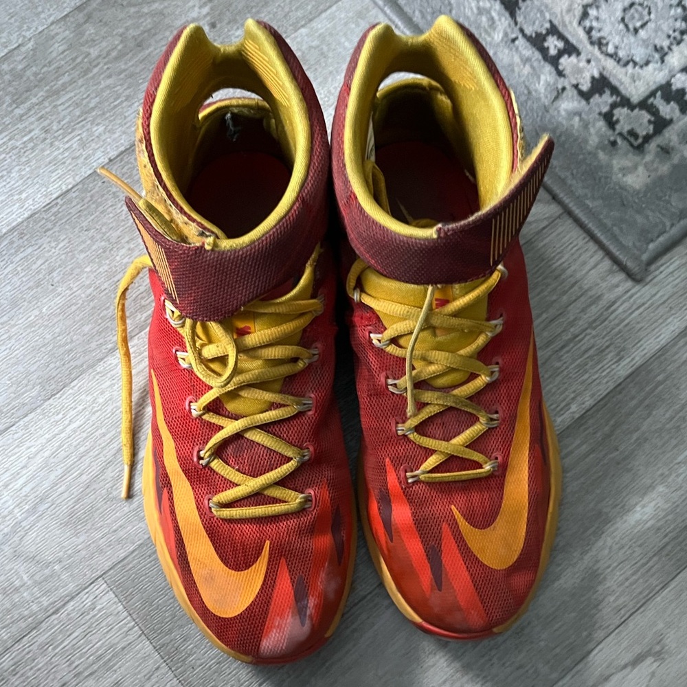 Red and Yellow Nike‎ Zoom High-Top Sneakers.